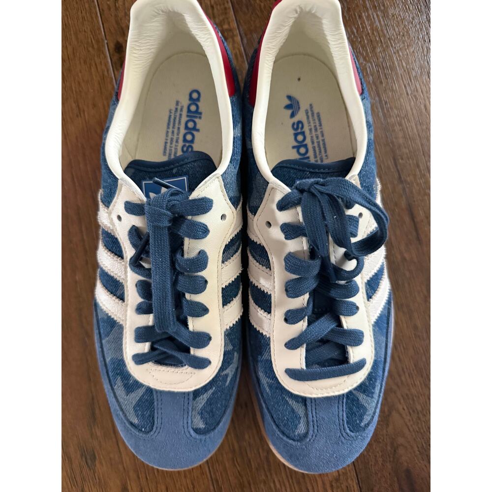 Adidas Samba OG USA Denim Star Print Sneakers Red Heel Tab Men's Size 9 - Picture 4 of 8